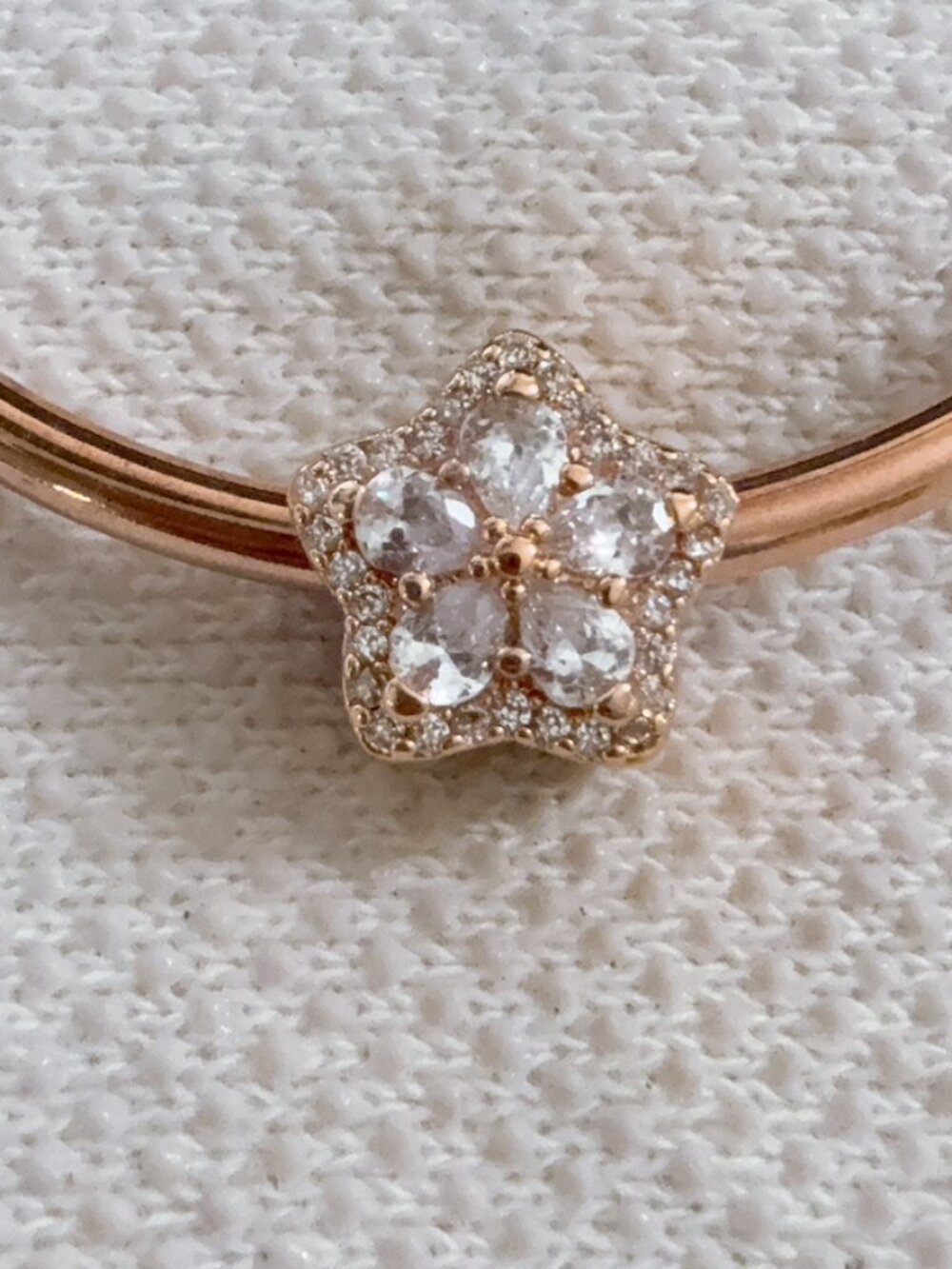 Sparkling Pave Rose Snowflake Charm For Pandora Bracelet